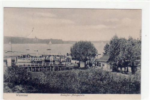 Berlin Zehlendorf, Wannsee mit Dampfer - Anlegestelle gelaufen von 1908. Gute Erhaltung.