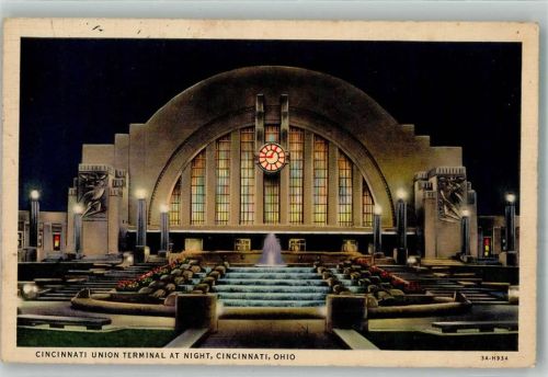 Cincinnati 1939 Union Terminal at Nigth
