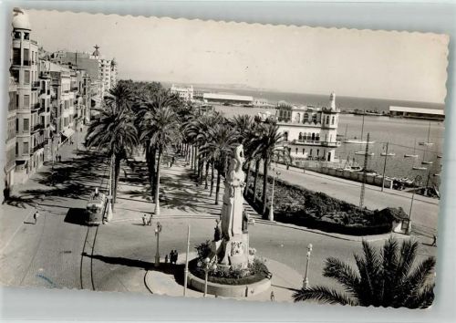 Alicante 1954 Denkmal Explanada de Espana Straßenbahn Hafen