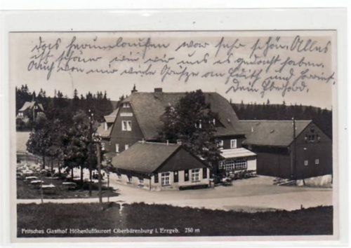 Kurort Bärenburg Oberbärenburg i. Erzgeb. mit Fritsches Gasthof gelaufen von 1936. Gute Erhaltung.