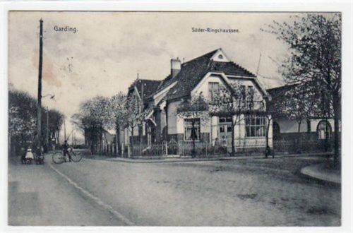 Garding Garding mit Süder - Ringchaussee gelaufen, 1911. Leicht fleckig, sonst gut erhalten