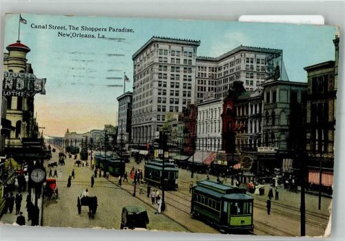 New Orleans 1914 Geschäft Canal Street The Shoppers Paradise Straßenbahn