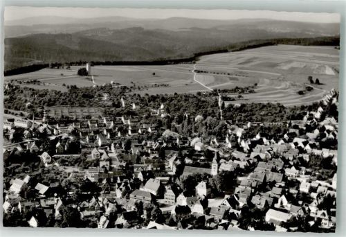 Welzheim Fliegeraufnahme des Ortes mit der St. Galluskirche