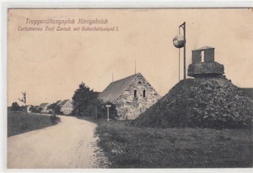 Königsbrück Truppenübungsplatz Königsbrück. verlassene Dorf Zietsch mit Sicherheitsstand I gelaufen, 1912 kleiner Knick unten rechts, Ecken mit Albumabdrücken, leicht stockfleckig, sonst gut erhalten