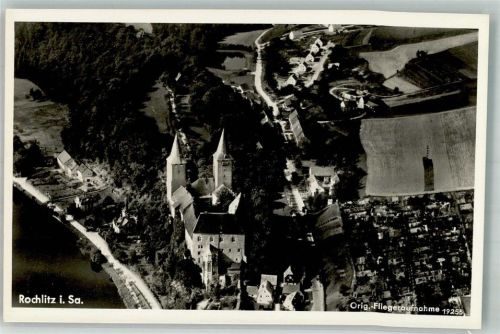 Rochlitz Fliegeraufnahme des Ortes mit Schloss Rochlitz