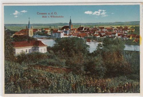Crossen a.d. Oder Crossen an der Oder / Krosno Odrzanskie mit Blick von der Wilhelmshöhe ungelaufen kleiner Fleck Vorderseite, sonst gut erhalten