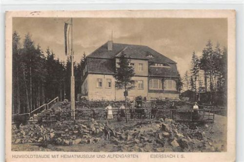 Ebersbach Ebersbach. Humboldtbaude mit Heimatmuseum und Alpengarten gelaufen. Ecken mit Albumabdrücken, leicht stockfleckig, sonst gut erhalten