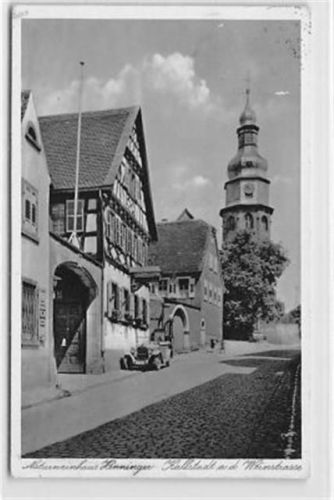 Kallstadt an der Weinstraße. Straßenpartie mit Naturweinhaus Henninger gelaufen. Vorder- und Rückseite leicht fleckig, sonst gut erhalten