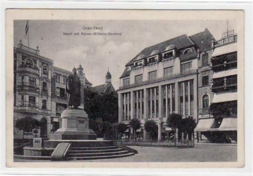 Graudenz Graudenz / Grudziadz mit Markt u. Kaiser - Wilhelmdenkmal. Feldpost, Stempel von 1915. Gute Erhaltung.