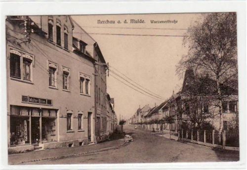 Nerchau Nerchau mit Wurzenerstraße gelaufen von 1930. Gute Erhaltung.