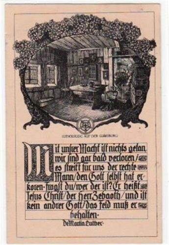 Wartburg Lutherstube auf der Wartburg bei Eisenach i. Thür. mit Text gelaufen leicht fleckig. Marke entfernt, sonst gut erhalten.