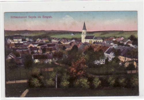 Sayda Sayda mit Gesamtansicht gelaufen von 1922. Leicht bügig, leicht stockfleckig, sonst gut erhalten.