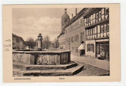 Sangerhausen Sangerhausen mit Partie am Markt und Brunnen ungelaufen Gute Erhaltung.