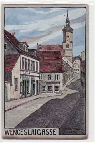 Wurzen Wurzen, Künstlerkarte mit Wenceslaigasse. Feldpost, mit Stempel von 1918 kleiner Knick oben rechts, leichte Eckabschürfungen, sonst gut erhalten.