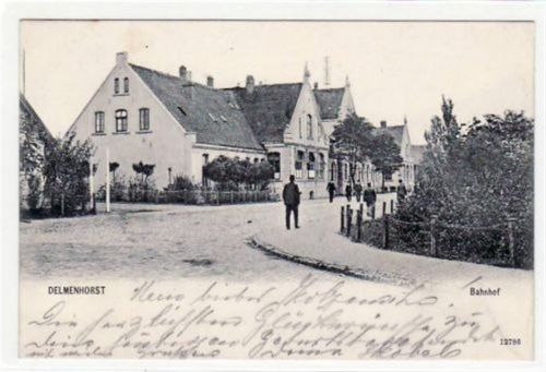 Delmenhorst Delmenhorst mit Bahnhof gelaufen, 1910. Gute Erhaltung.