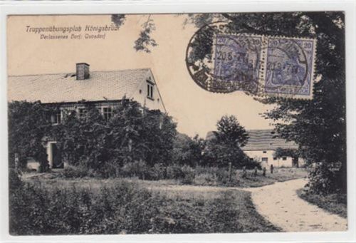 Königsbrück Truppenübungsplatz Königsbrück. verlassenes Dorf: Quosdorf gelaufen, 1920. Ecken mit Albumabdrücken, leicht stockfleckig, sonst gut erhalten