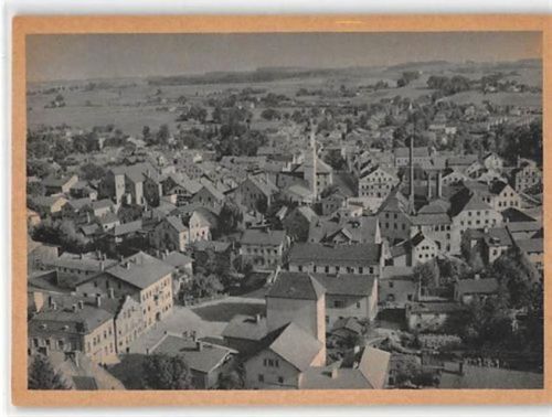 Dorfen. Gesamtansicht mit Kirche aus der Vogelschau ungelaufen Gute Erhaltung.