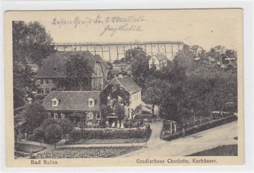 Bad Sulza. Gradierhaus Charlotte, Kurhäuser gelaufen 1917. Ecke oben links leicht abgerundet, sonst gut erhalten
