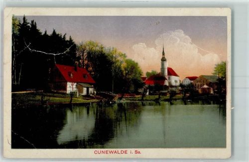 Cunewalde Künstlerkarte See Fachwerkhaus Kirche