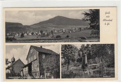 Allendorf mit Gastwirtschaft u. Lebensmittel v. Wilhelm Jacobi und Ehrenmal ungelaufen Sehr gut erhalten.