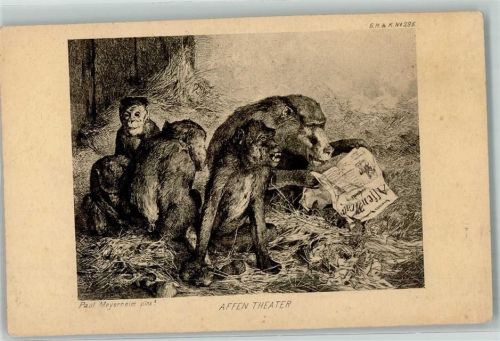 Zeitung Affen Theater v. Paul Meyerheim AK