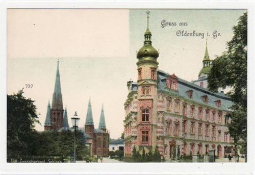 Oldenburg Oldenburg mit Grossherzogl. Schloss. ungelaufen um 1900 Leicht beschnitten, leichter Bug Kartenmitte, sonst gut erhalten