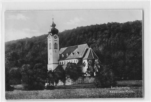 Bad Brückenau. ein Blick auf die katholische Kirche gelaufen. Leichter Stempeldurchdruck, Ecken mit Albumabdrücken, sonst gut erhalten