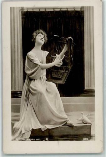 1900 Frau spielt auf einer Leier Rotophot Nr. 350 AK