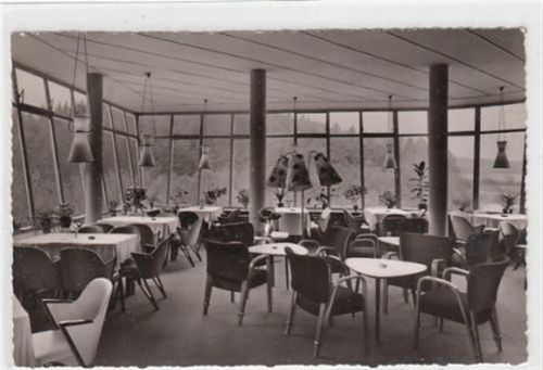 Bad Driburg / Westfalen. Wald - Café Falkenhöhe, Innenansicht. Karte beschrieben Leichter Schriftdurchdruck, sonst gut erhalten