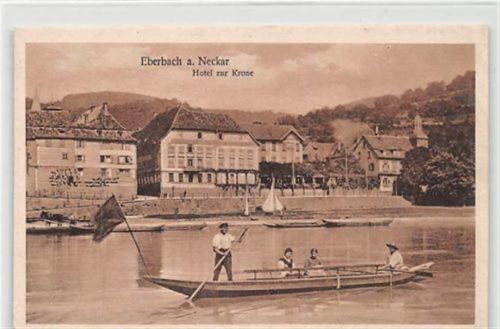 Eberbach Eberbach. Hotel zur Krone Boot im Vordergrund ungelaufen Gute Erhaltung.