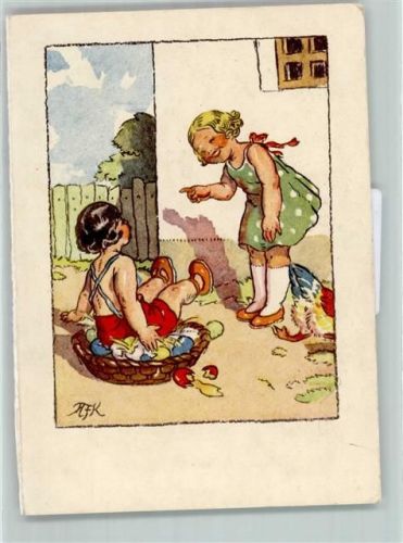 Ostern Korb mit Ostereier Kind fällt hinein