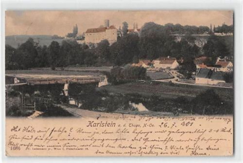 Karlstein an der Thaya, Niederösterreich. Gesamtansicht gelaufen kleiner Knick oben rechts und unten links, kleiner Riß am linken Rand in der Mitte, sonst gut erhalten