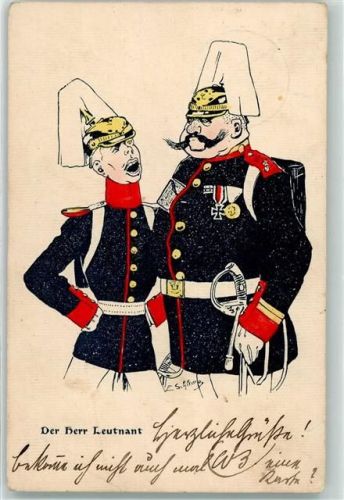 Militär Karikatur Der Herr Leutnant Verlag HSM "Nach der Kritik" Serie Schlemo, E. 1905 Lithographie / Künstlerkarte