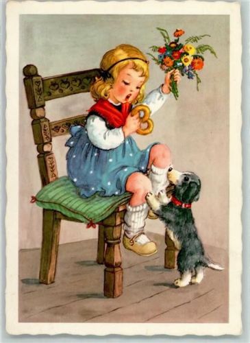 Mädchen Hund AK