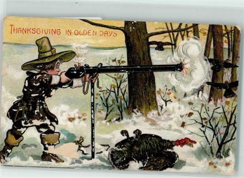 In olden Days - Jagd Präge-AK Thanksgiving 1915 Gebrauchsspuren