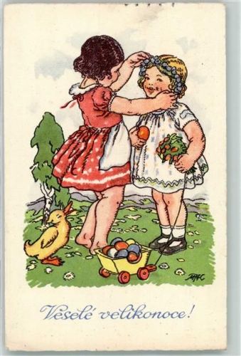 1943 Serie 3021-2 Vesele velikonoce - Ostern Kinder AK