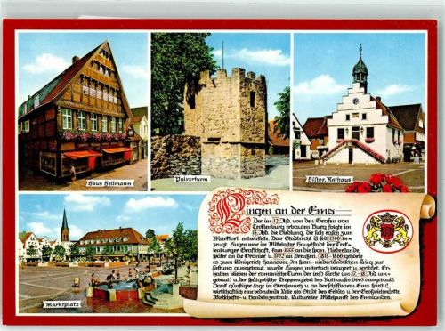 Lingen Haus Hellmann Pulverturm Histor. Rathaus Marktplatz Brunnen Wappen