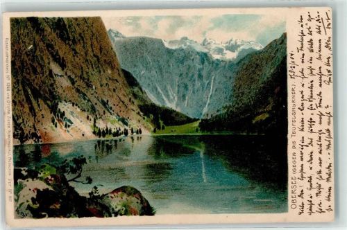 Obersee gegen die Teufelshörner ( Berge ) Künstlerkarte Nr. 1268 Zieher Ottmar 1904 Lithographie / Künstlerkarte