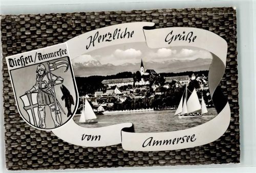 86911 W8918 Dießen a. Ammersee FOTO KEINE AK Ammersee Segelboote Stadtwappen