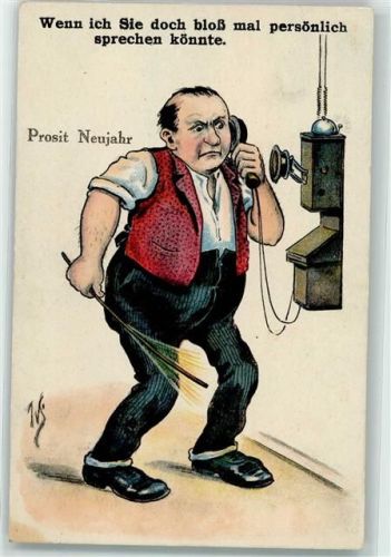 Humor Telefon Neujahr AK