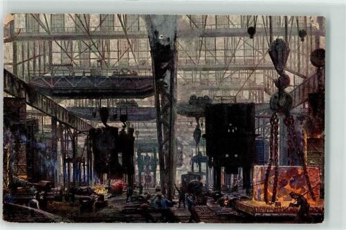 Essen Gußstahlfabrik Preßbau II Beruf Industrie Künstlerkarte AK