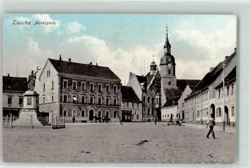 Taucha Marktplatz Denkmal Fuhrwerk