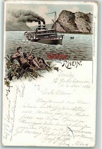 Loreley 1896 Seitenraddampfer Ort handschriftlich
