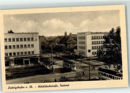 Ludwigshafen Wittelsbachstraße Postamt Straßenbahn Oldtimer