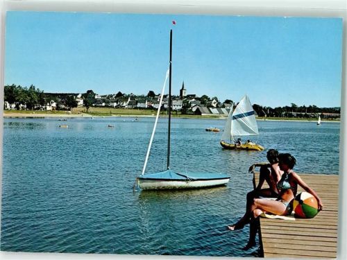 Weißenstadt Weissenstädter See Blick zur Stadt Segelboot