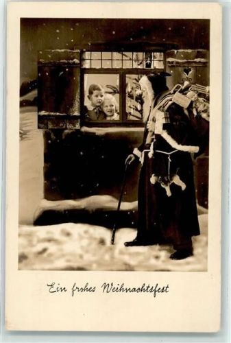 Fröhliche Kinderaugen am Fenster , Spielzeug Puppen Verlag Amag 67525-2 Weihnachtsmann Foto AK