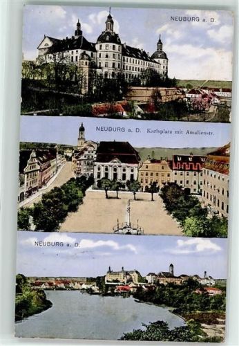 Neuburg 1915 Karlsplatz Amalienstraße Schloß Neuburg Feldpost 5. Bayr. J.R. Rekr.-Depot 1