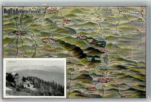 Kötzing Landkarte Bayr. und Böhmerwald Arber