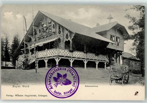 Arberschutzhaus Arberseehaus Hüttenstempel Bayerischer Wald Holzwagen