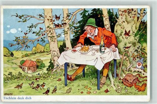 Verlag Oppel & Hess Serie 1515-2 Tischlein deck dich , Zwerg AK Baumgarten, Fritz 1940